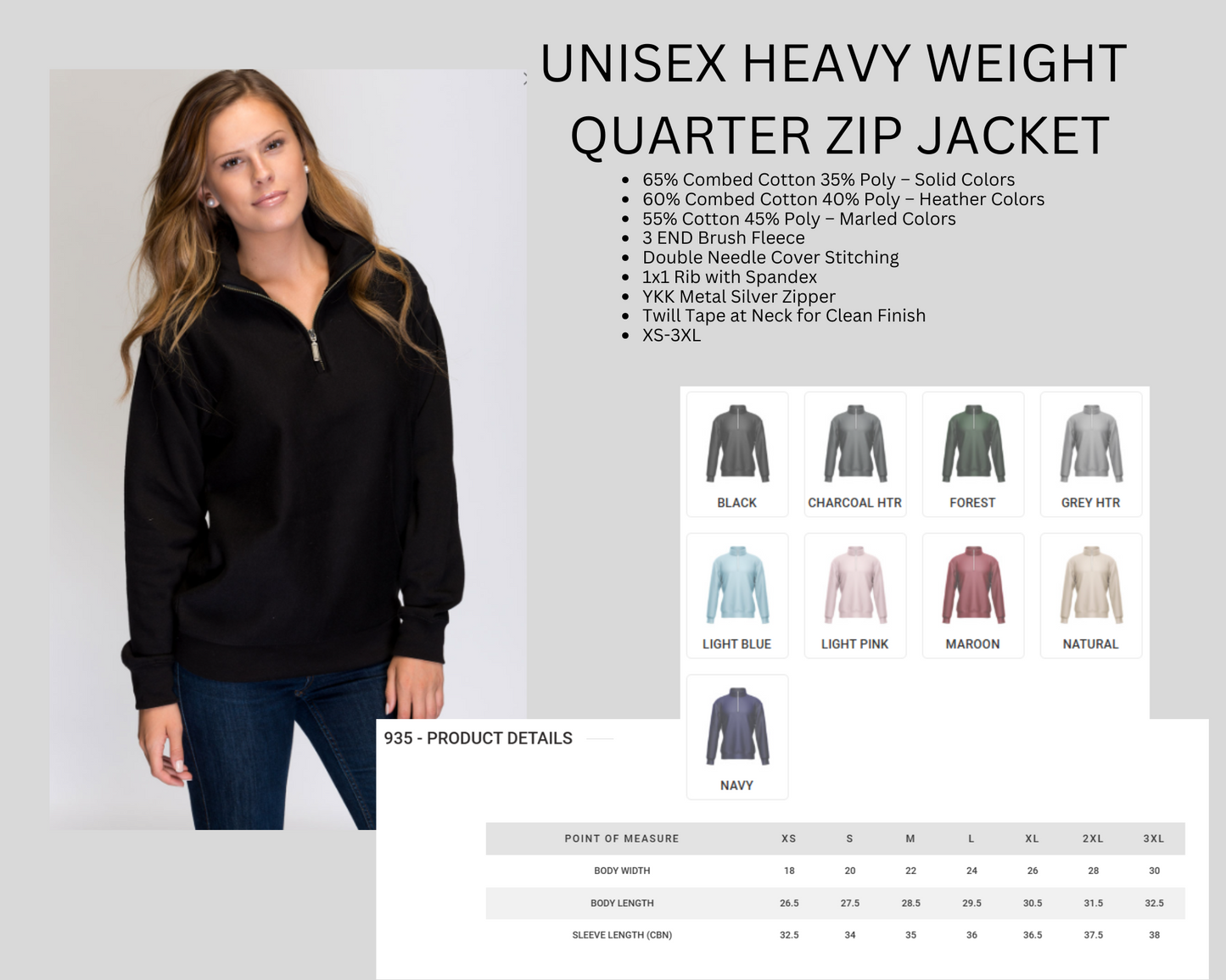 Adult 1/4 zip sweater