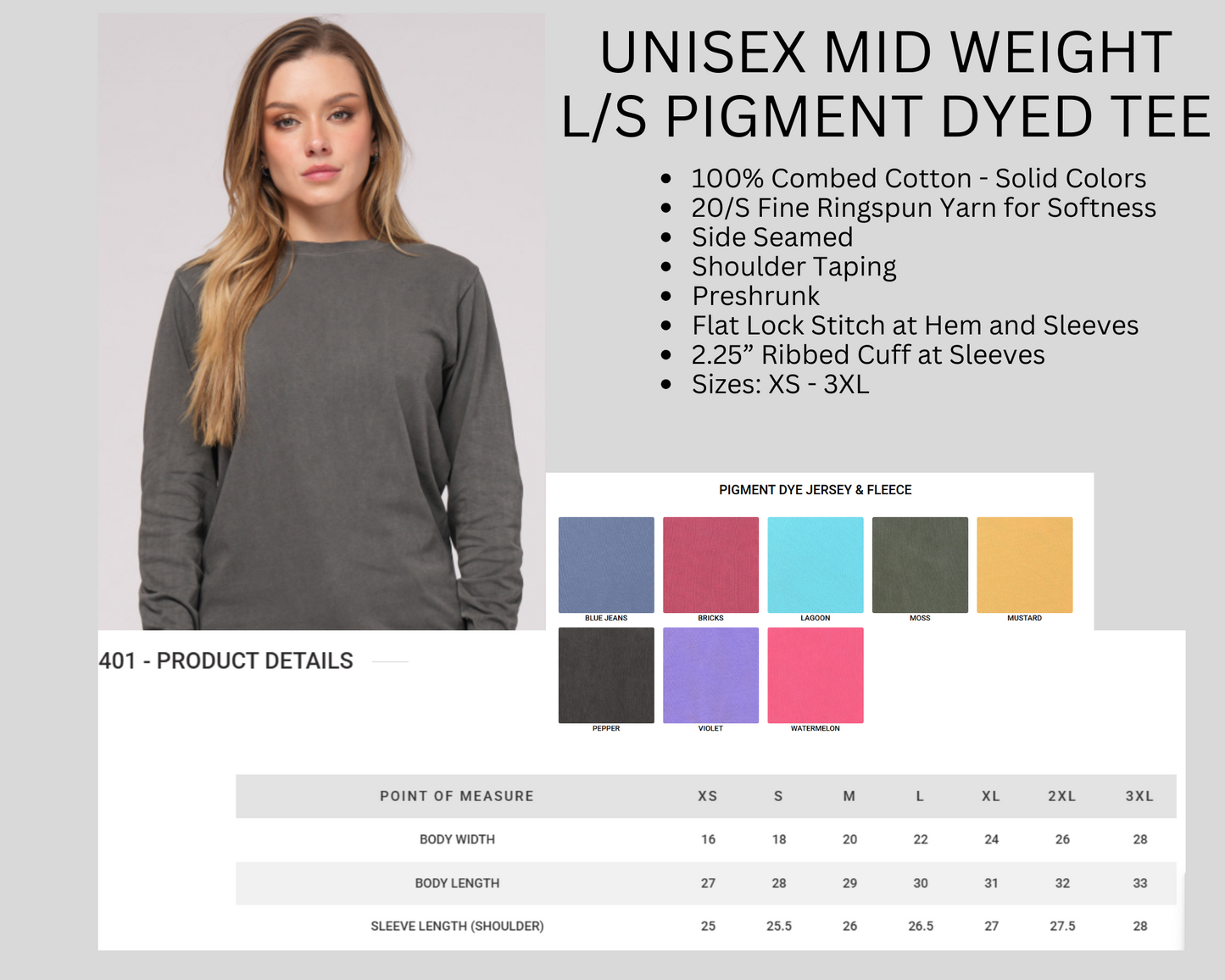 Adult Unisex Long Sleeve Shirt 901/401