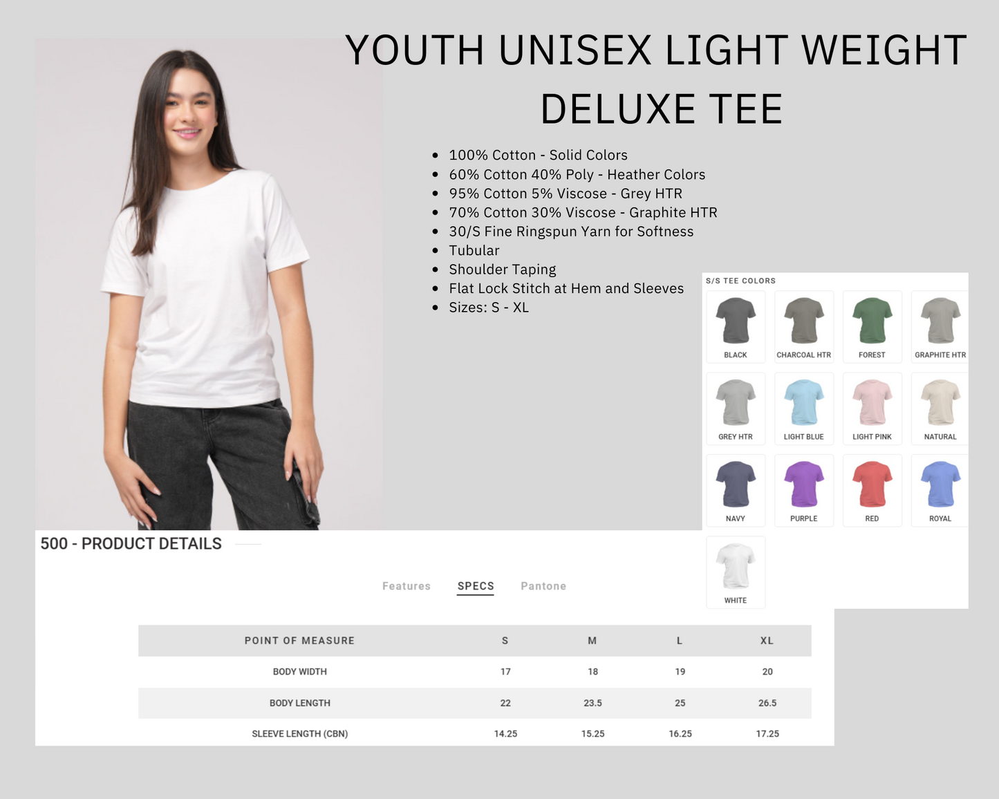 Adult/Youth T-Shirts 300/400/500(Y)