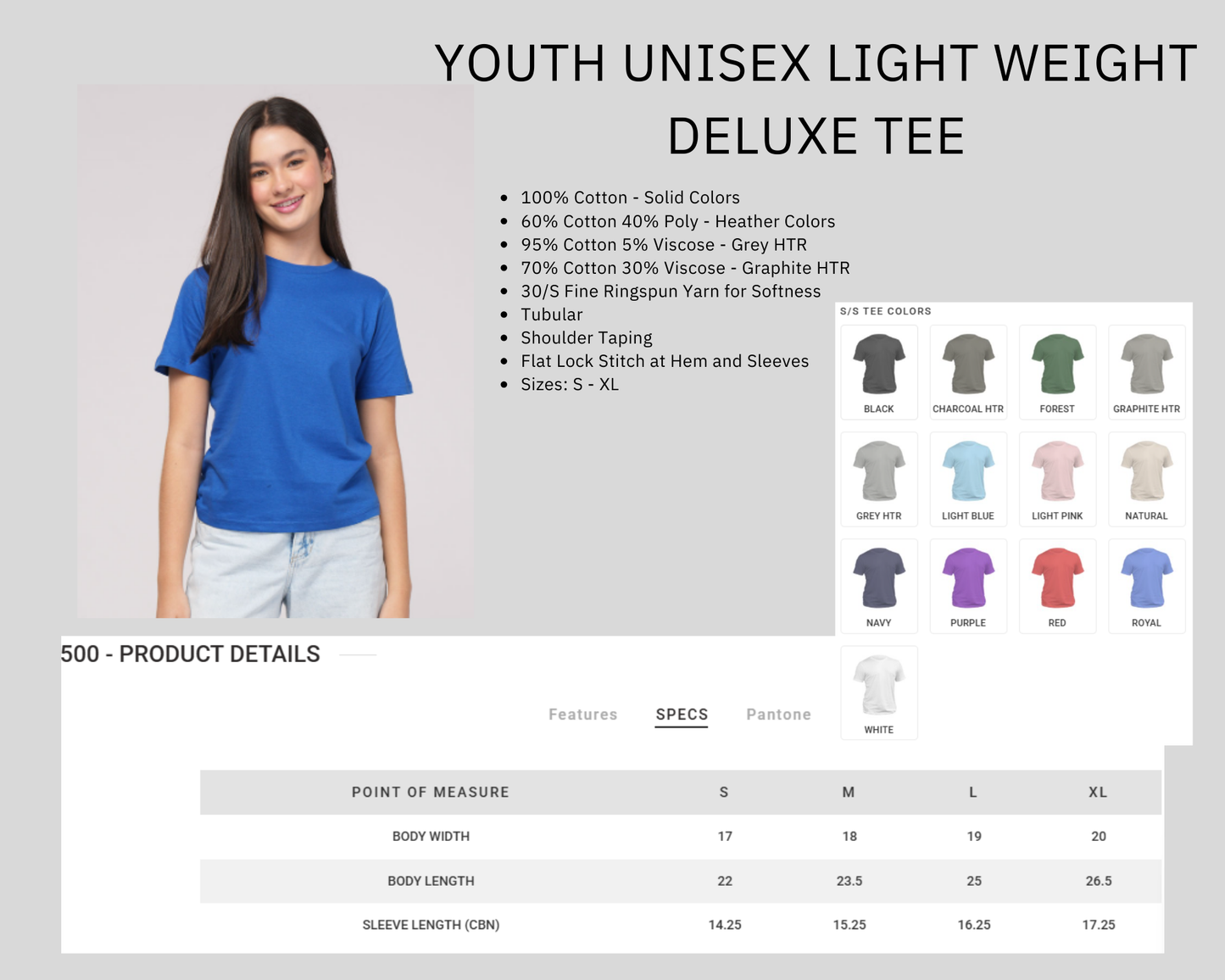 YOUTH UNISEX LIGHT WEIGHT CLASSIC TEE