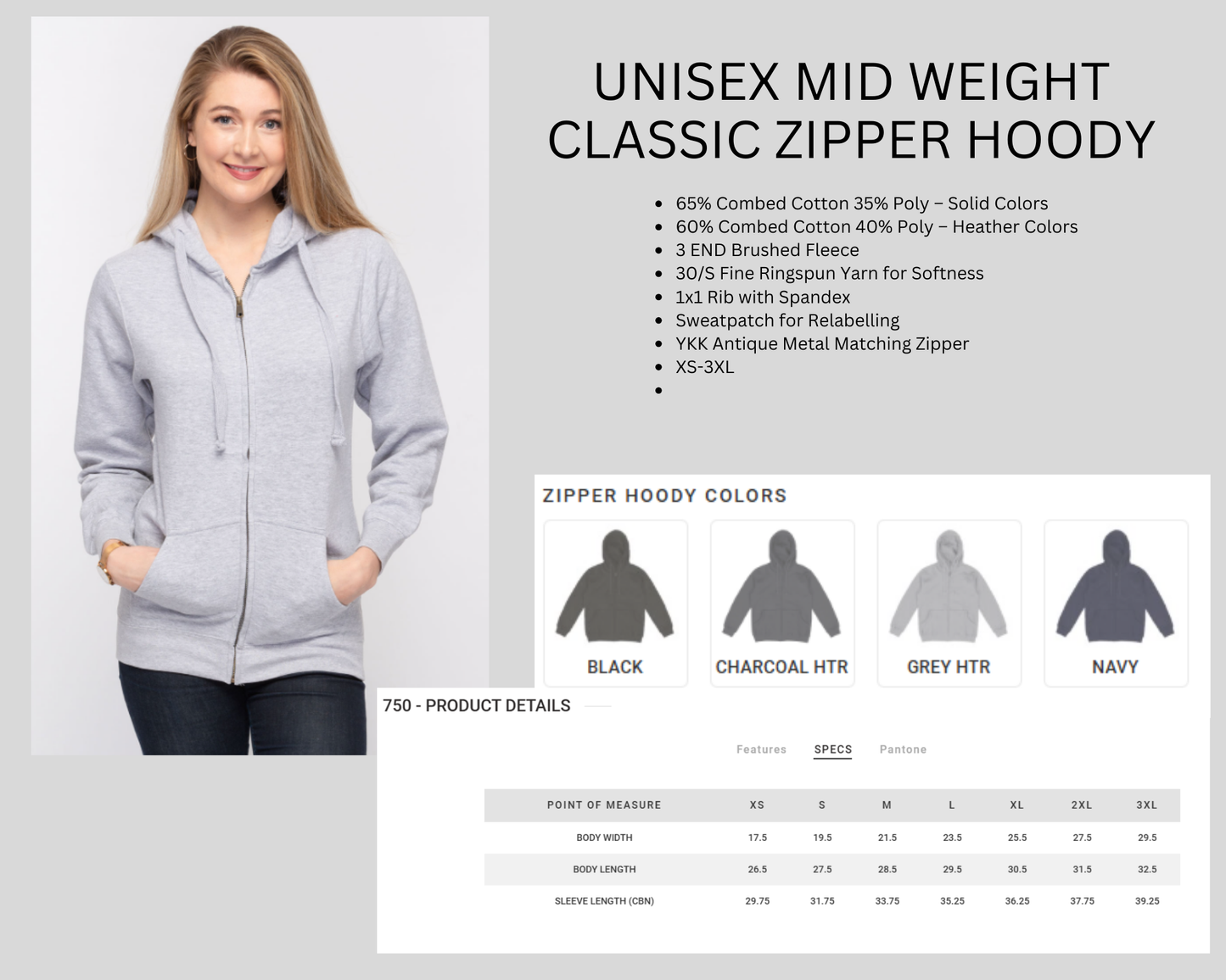 Adult Unisex full zip sweater